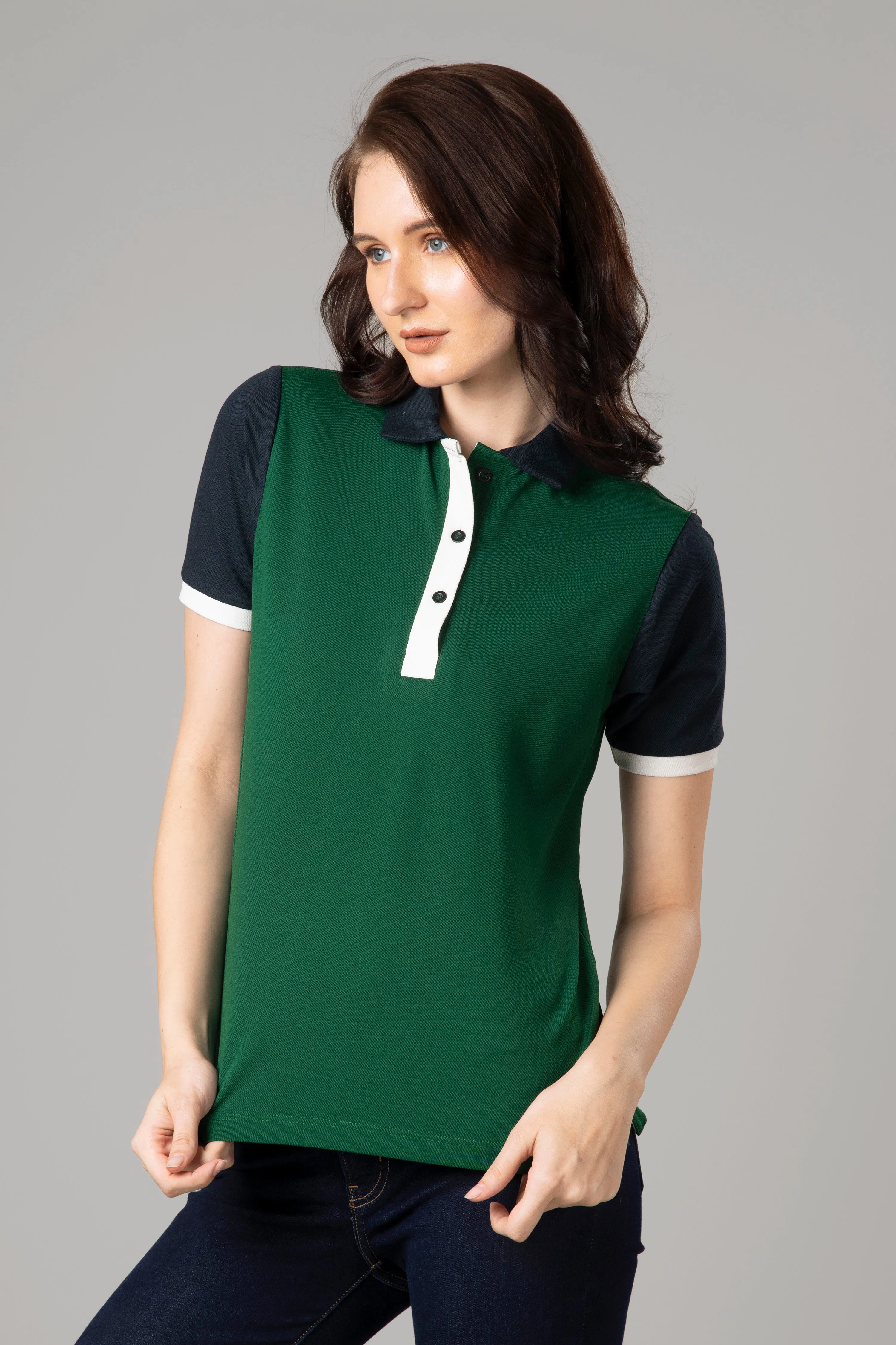 Women's Colorblock Collar Polo T-Shirt