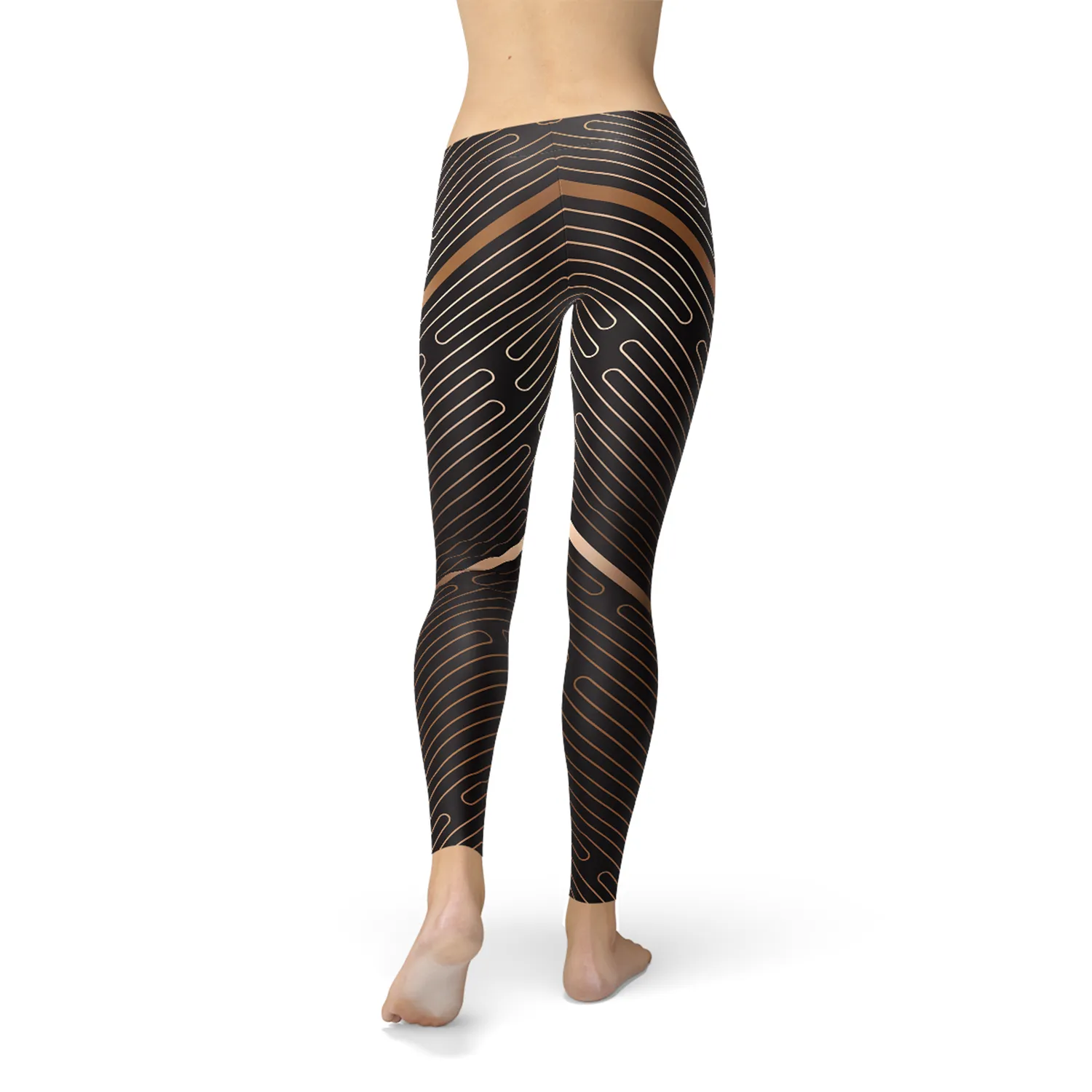 Women’s Striped Lines Sports Brown Leggings