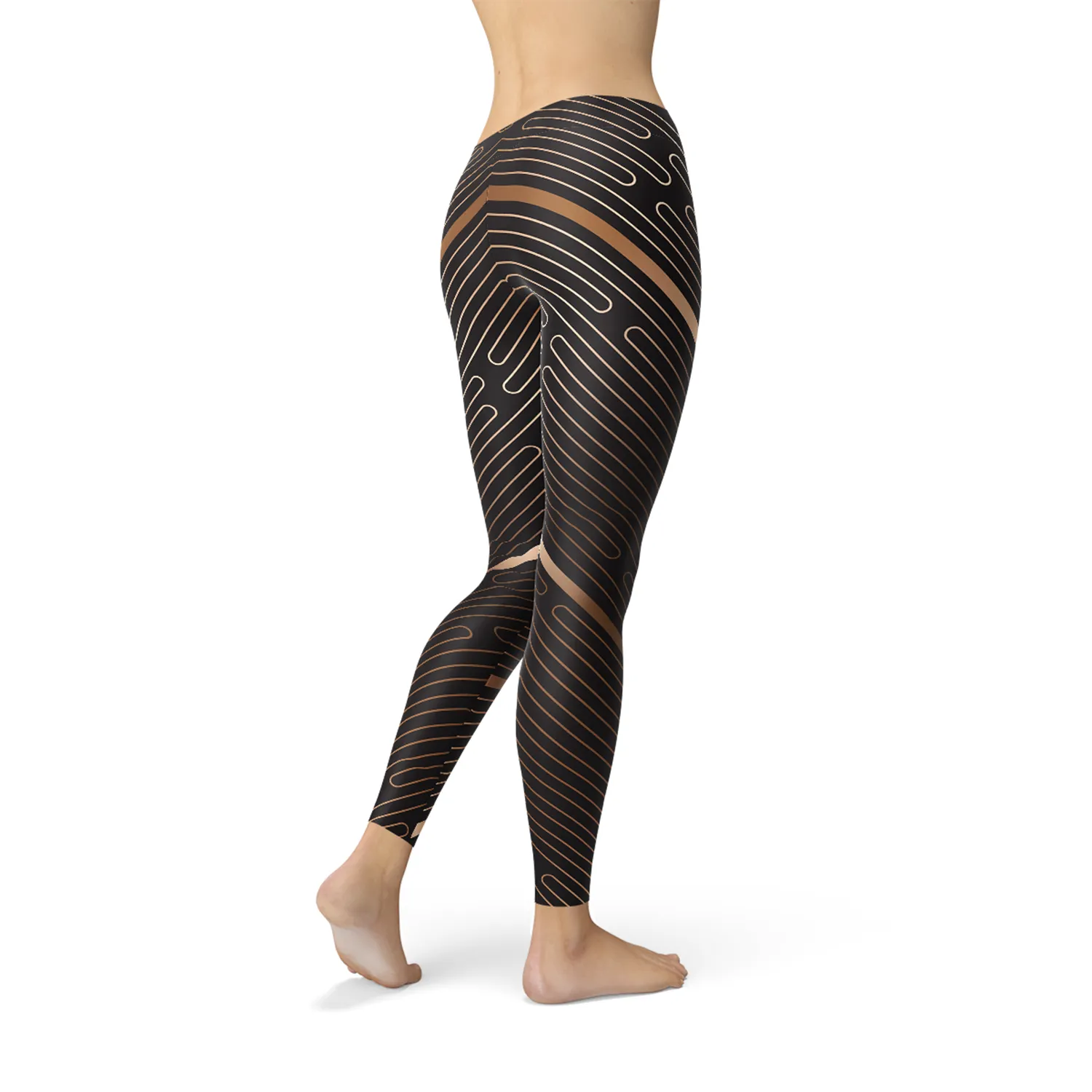 Women’s Striped Lines Sports Brown Leggings